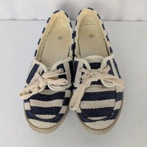 Target Blue Striped Canvas Flat Shoes Women's Size 8